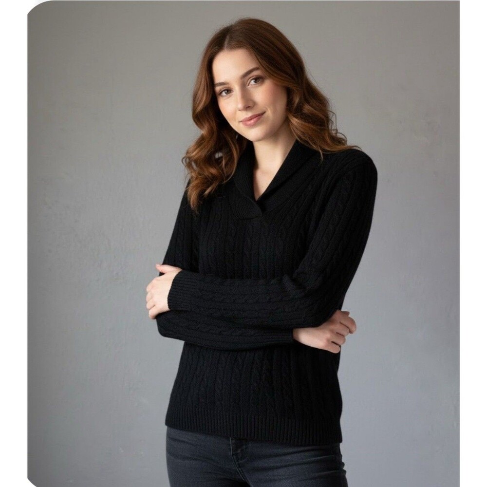 Ralph Lauren Green Label Cashmere V Neck Sweater Black Size M Cozy